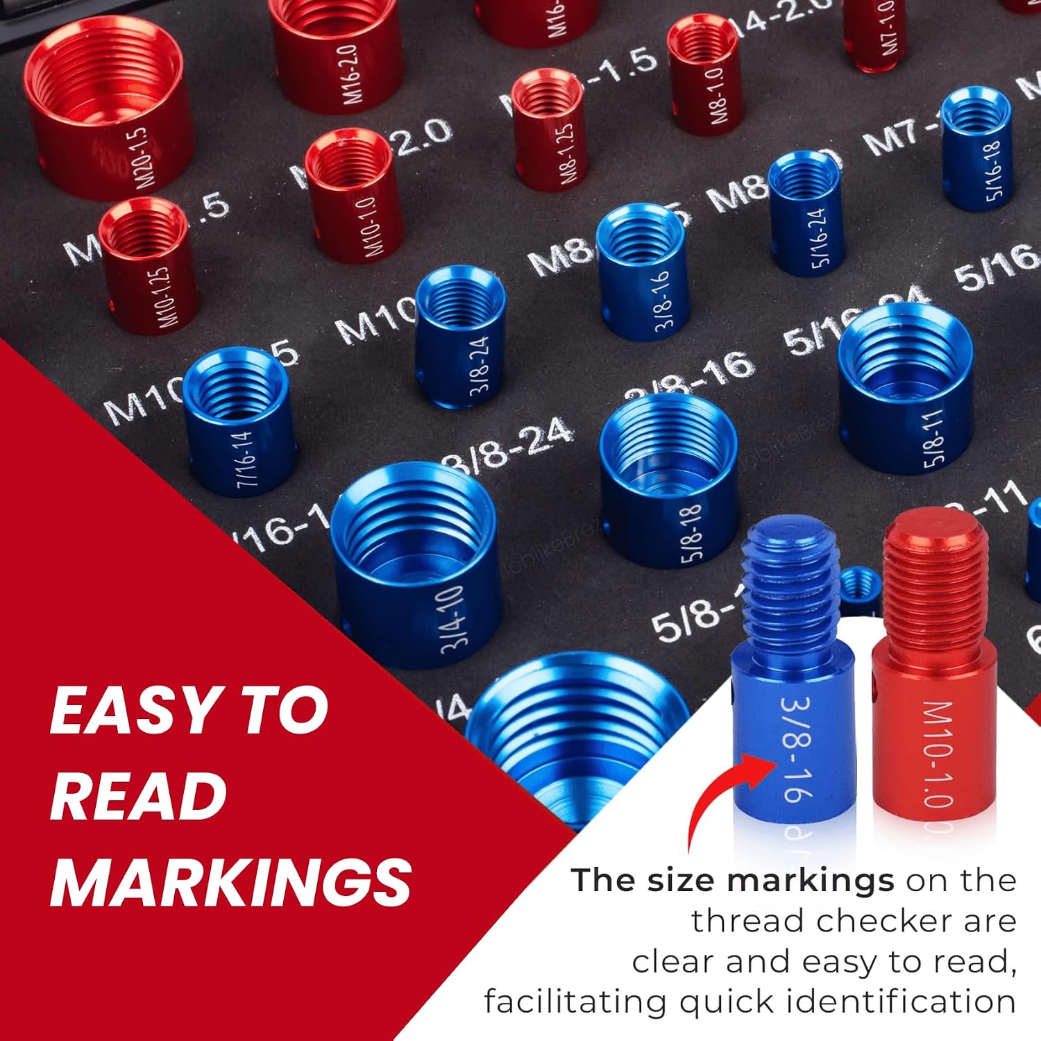 Thumbnail 6 de JoblikeBrez 74-Piece Nut and Bolt Thread Checker, SAE and Metric