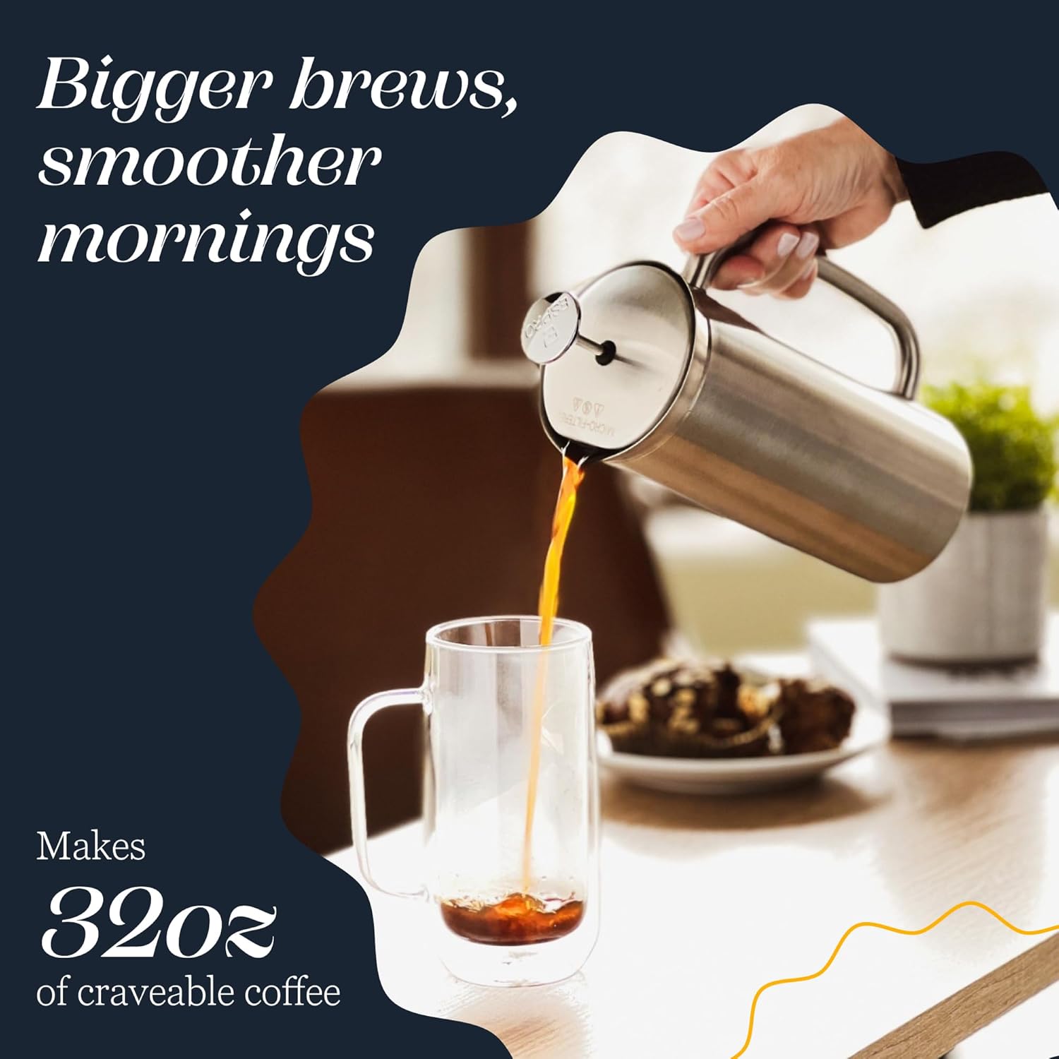 Detalle 2 de ESPRO P7 French Press Cafetière, 950ml Brushed Stainless Steel, Double Microfilter