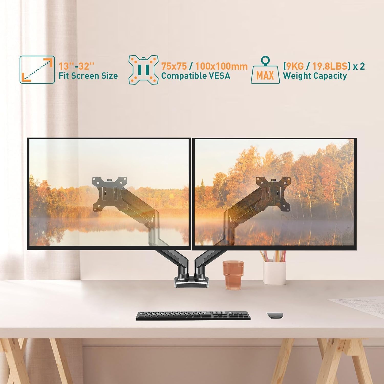 Detalle 2 de ELIVED Brazo Doble Ajustable a Gas para Monitores 13-32"🖥
