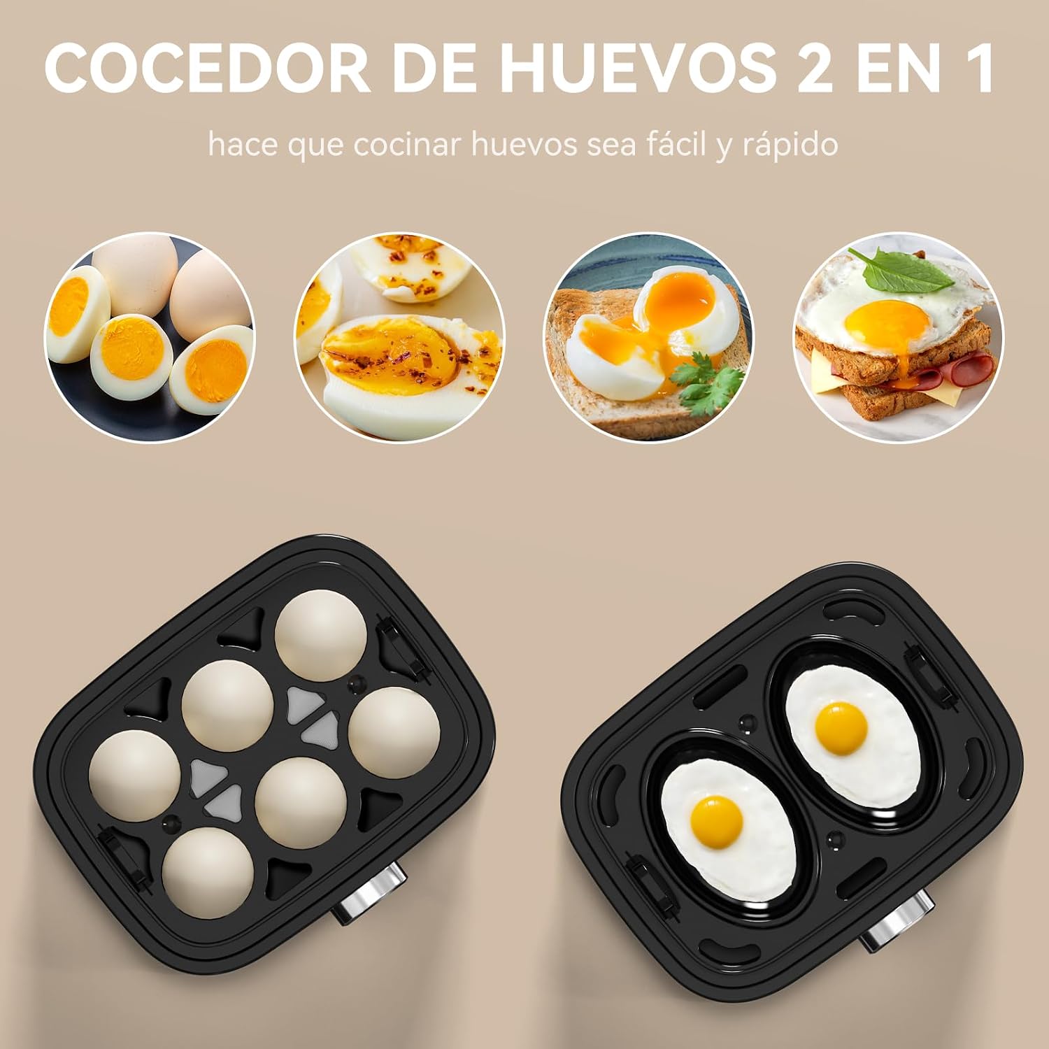 Detalle 2 de YASHE Cocedor de Huevos 400W 🍳 Fácil y Multifuncional