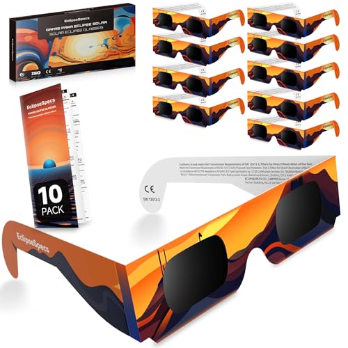 Detalle de EclipseSpecs Solar Eclipse Glasses EN ISO 12312-2:2015 Certified, CE, Paper Cardboard Frame (10)