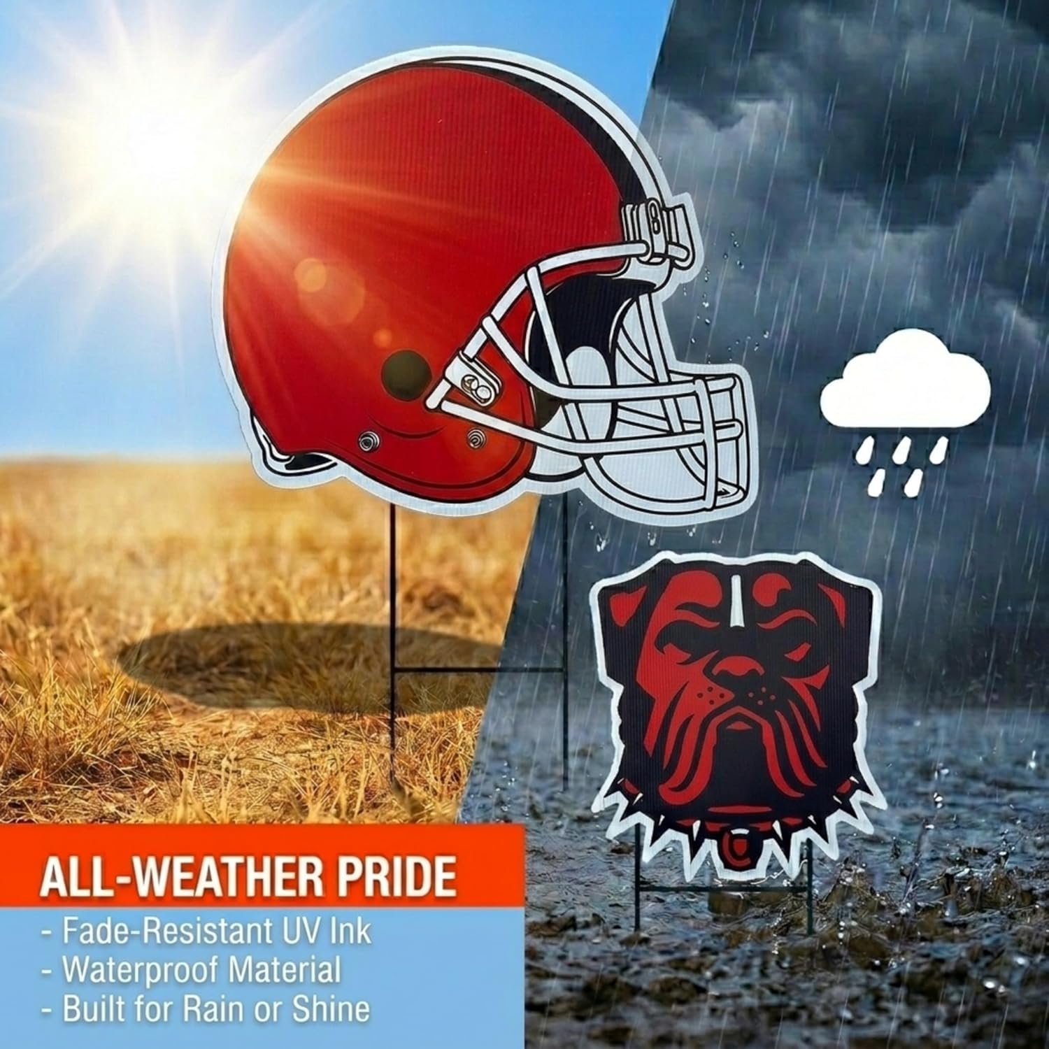 Detalle de Proformance Home NFL Logo & Helmet 2-Pack Yard Sign Set (Cleveland Browns)