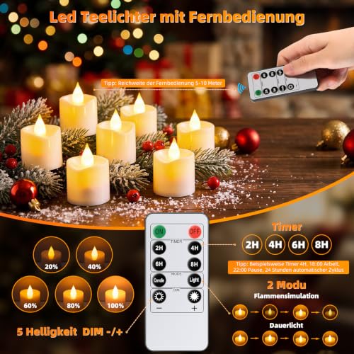 Thumbnail 1 de FGRYB 7er LED Teelichter mit Timer und wiederaufladbarer Ladestation