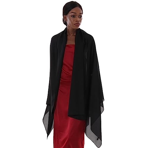 Thumbnail 4 de PIOYMEYA chal negro mujer de fiesta en poliéster ligero tipo pashmina (estola/foulard 180x90 cm)