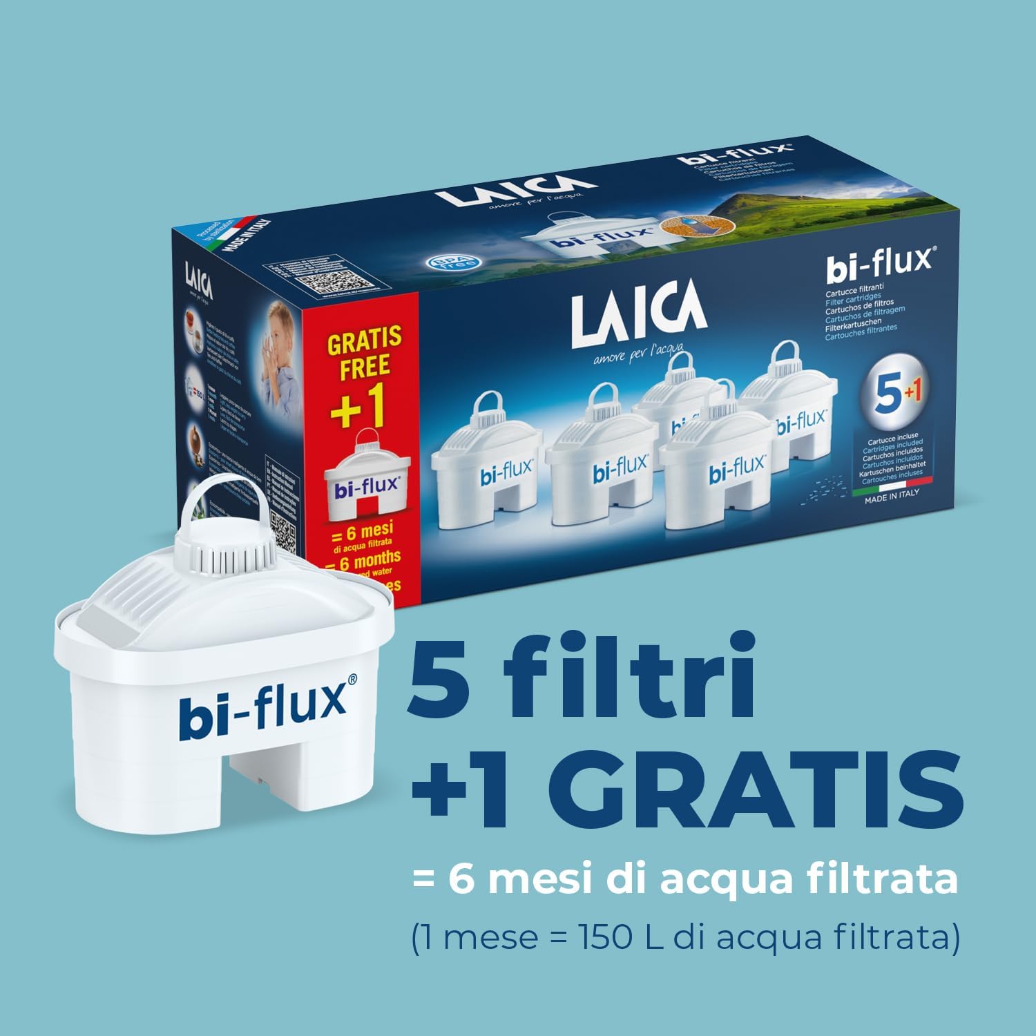 Thumbnail 1 de LAICA bi-flux 6 Filtri Acqua – Riduce Cloro, Calcare e Metalli Pesanti