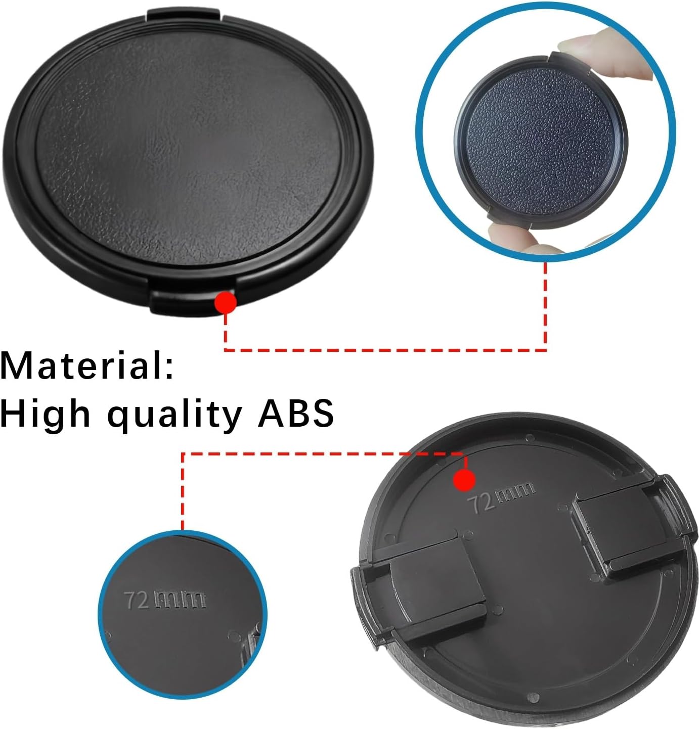 Detalle de 72mm Objektivdeckel/Zubehör mit beidseitig drückbarer Halterung + Reinigungstuch – kompatibel mit allen 72 mm Gewindeobjektiven