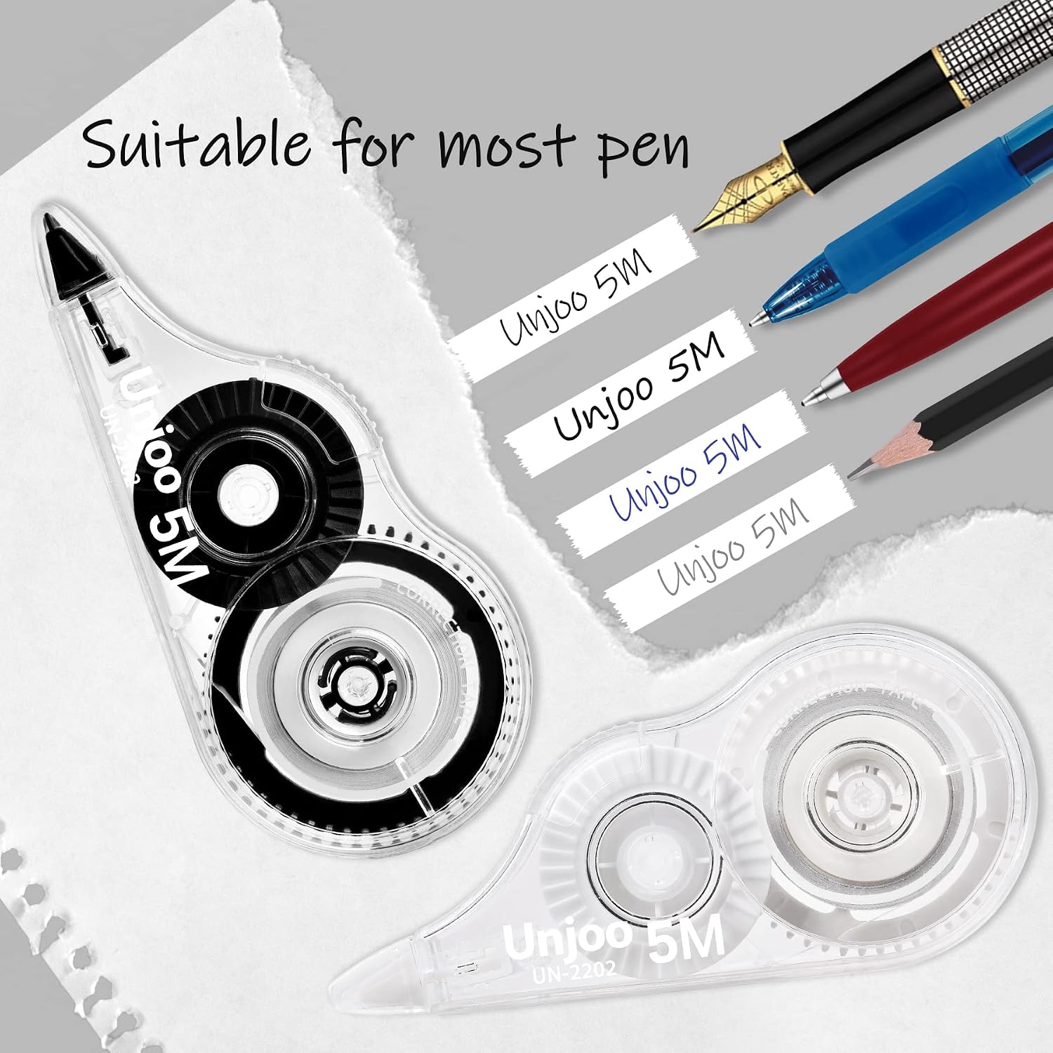 Detalle de Unjoo Correction Tape, Model Unjoo, 12-Pack, 5 m x 5 mm White-Out