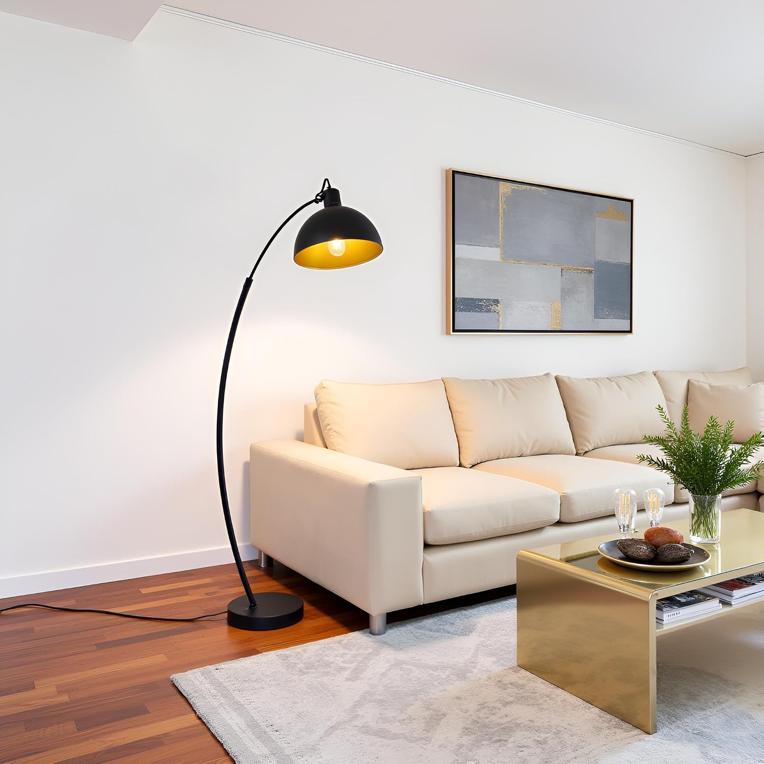 Detalle de Osasy Lampada da terra con arco in stile industriale – LED E27, design vintage per salotto e hotel
