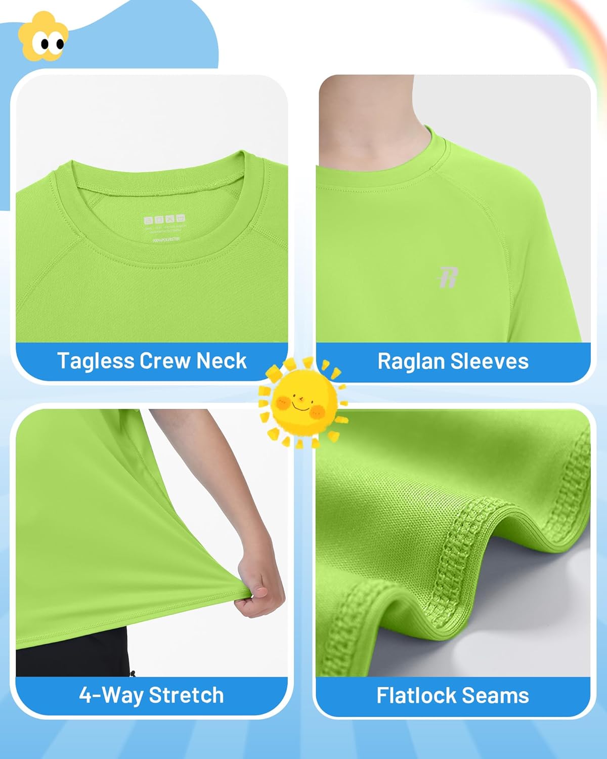 Detalle de Runhit Kids Rash Vest Short Sleeve with UPF 50+ Sun Protection