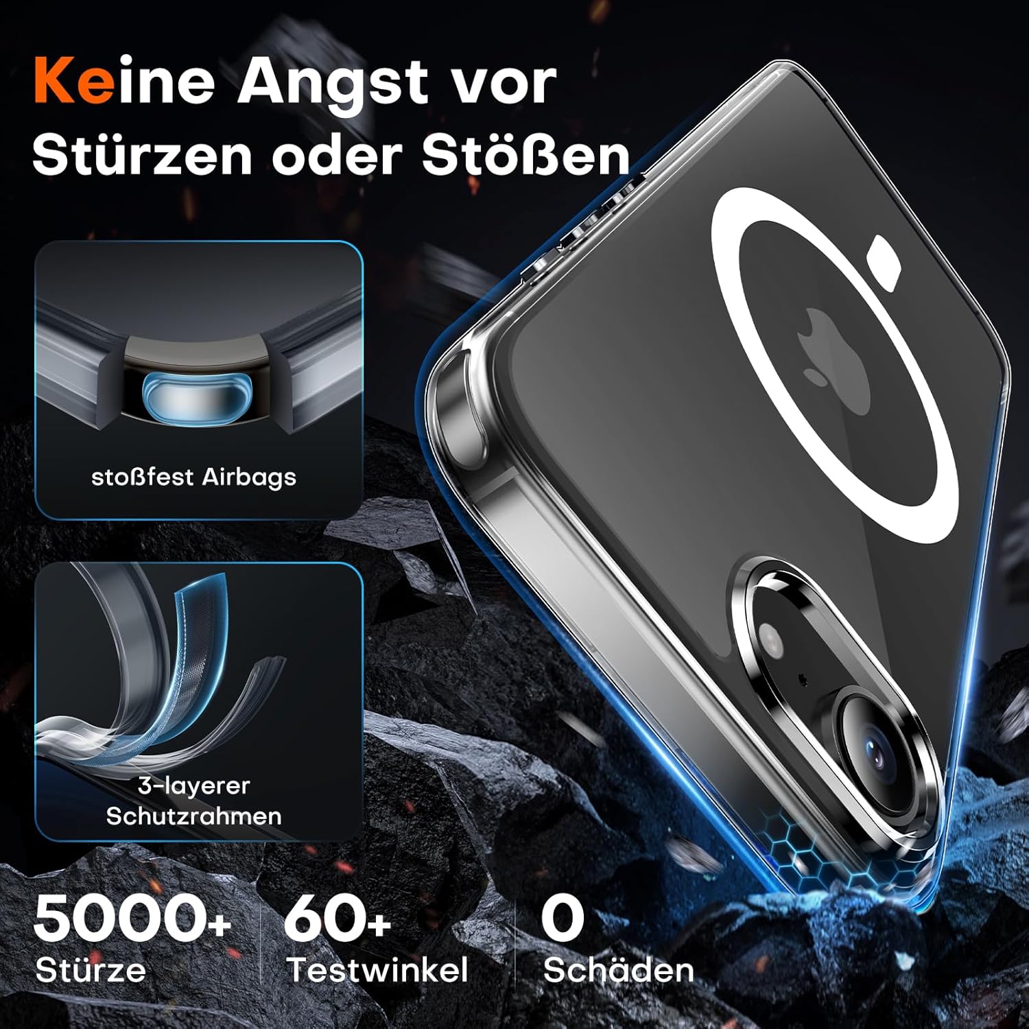 Thumbnail 3 de TOCOL Hülle für iPhone 17e (6,1 Zoll) – MagSafe-kompatible Magnet-Handyhülle, transparent, kratzfest & stoßdämpfend