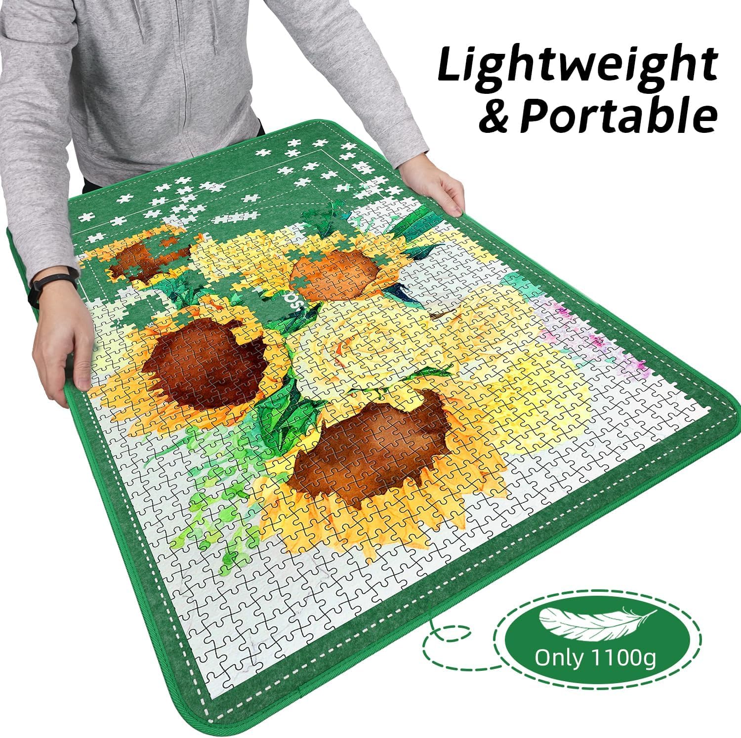 Thumbnail 6 de MOZOOSON faltbares Puzzlebrett für bis zu 1500 Teile – Tragbare Puzzlematte mit Staubschutz & 8 Sortierern