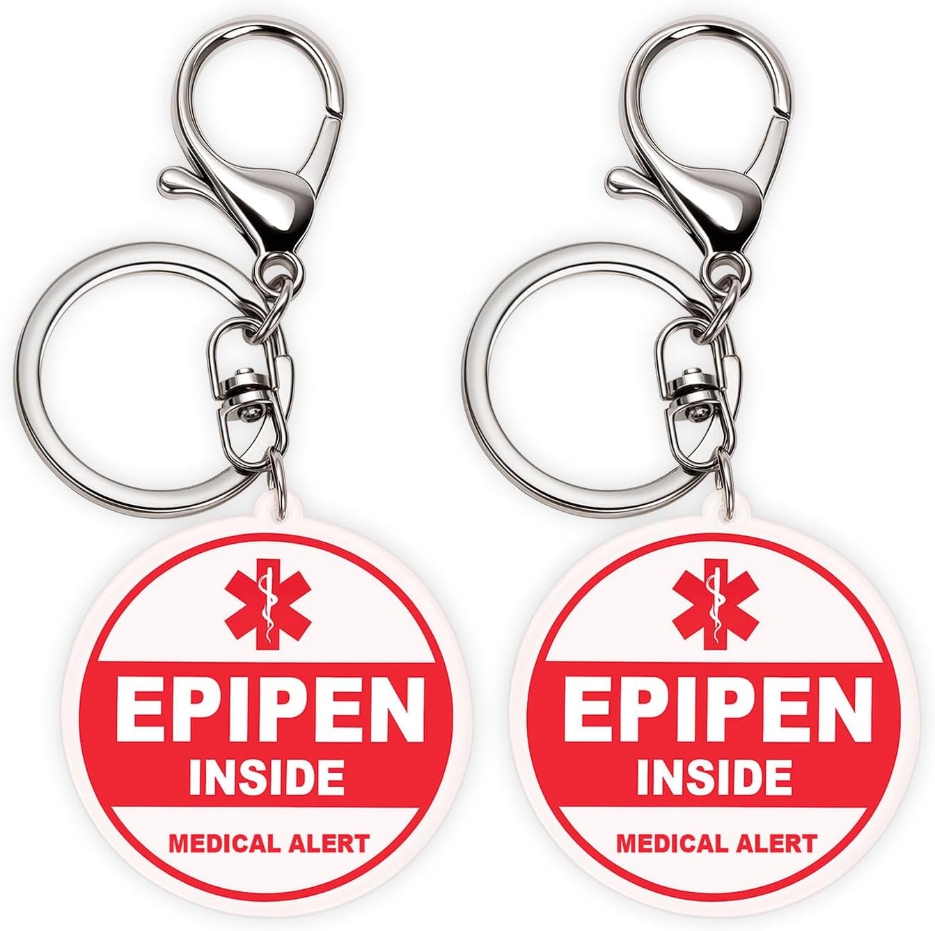 Detalle de ICIMBI エピペン用キーホルダー・バッグタグ 2点セット、両面印刷のアレルギー警告タグ