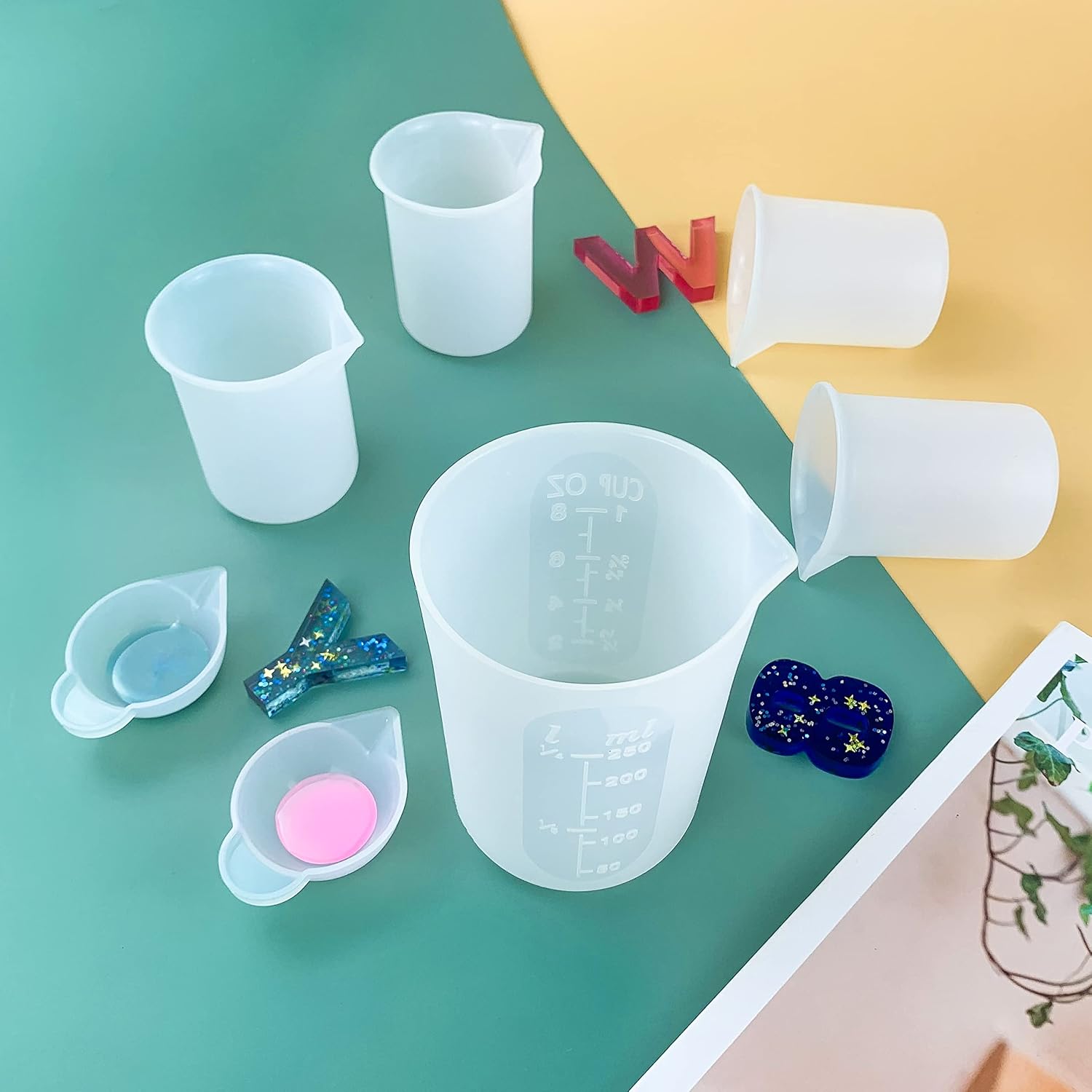 Thumbnail 5 de Sjubaopen 7-Piece Silicone Measuring Cup Set, 250 ml, 100 ml and 10 ml Cups