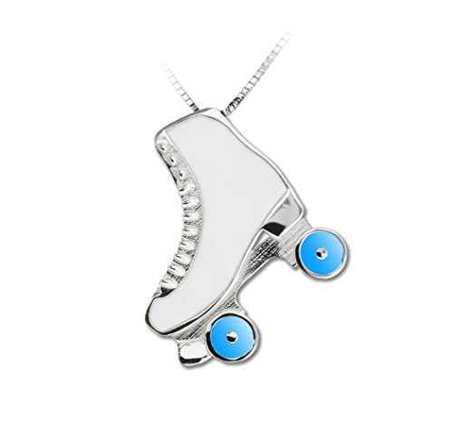 Detalle de Joya Patín De Ruedas Esmaltato Dazul Small de MIKELART – Plata 925, Cadena Ajustable