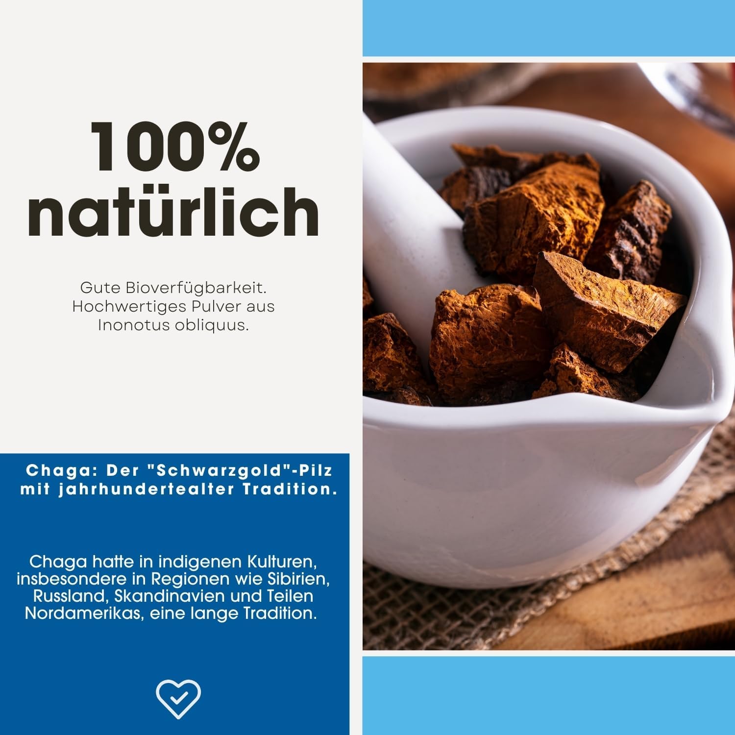 Detalle de Fair & Pure Chaga 650mg, 120 Kapseln – Hochdosiert, vegan, hergestellt in Deutschland