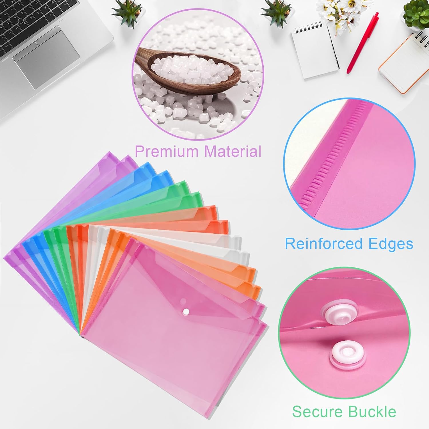 Detalle 2 de 14 Pcs A4 Plastic Wallets Folders