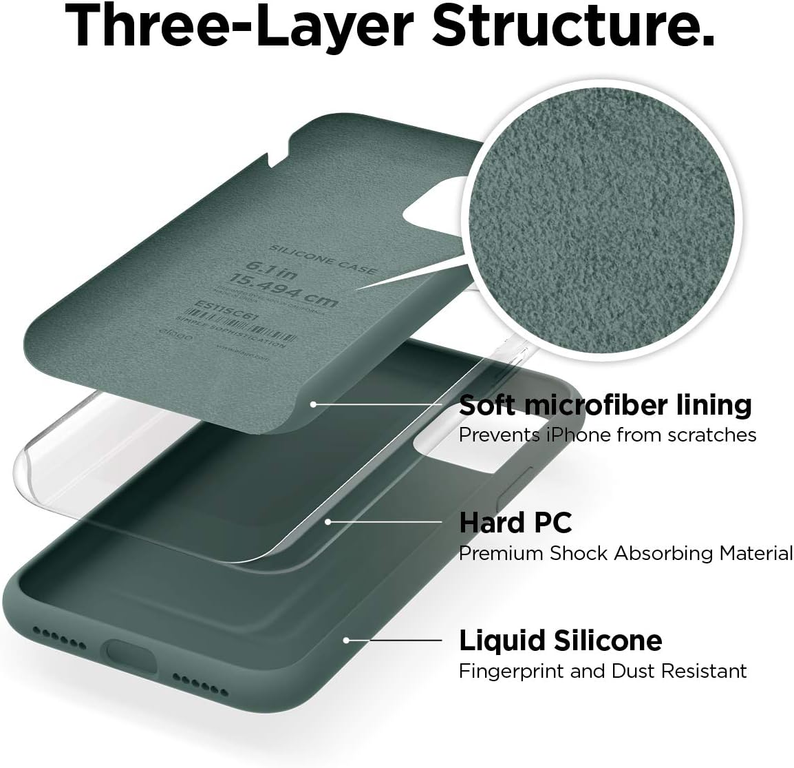 Detalle de elago Coque en silicone liquide pour iPhone 11 (6,1") – protection 360° microfibre et lèvre surélevée (rouge)