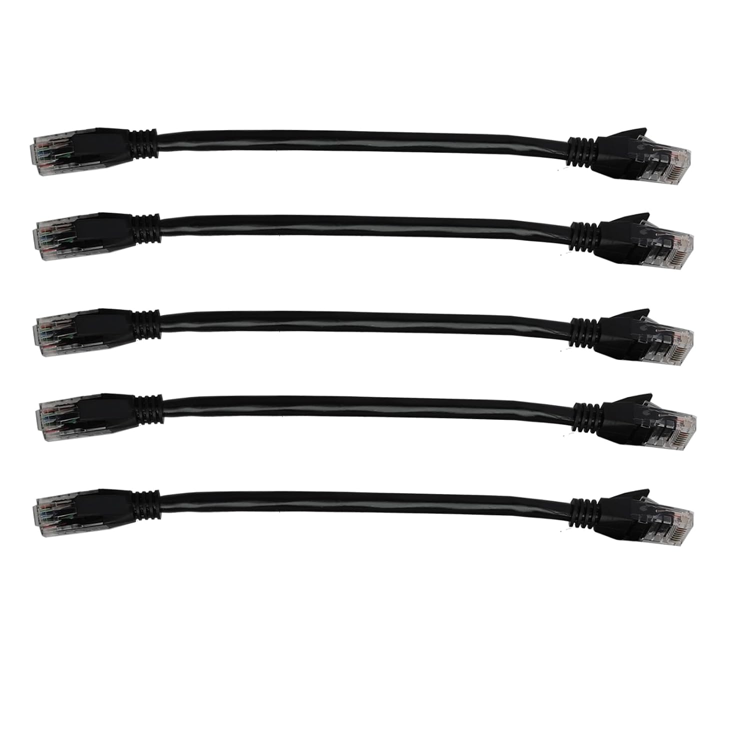 Detalle de FunWorth Short Cat6 Ethernet Patch Cable 0.3m (10-pack) – 1Gbps RJ45 LAN leads in white