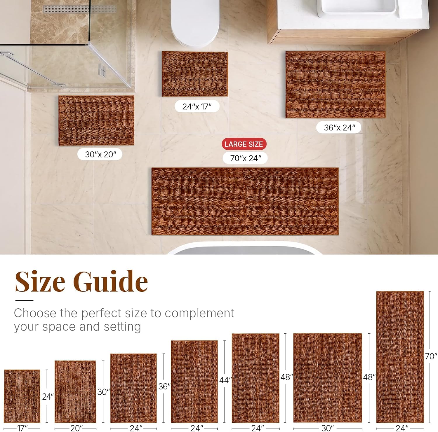 Detalle de Bcoimo Chenille Bath Runner, 70x24