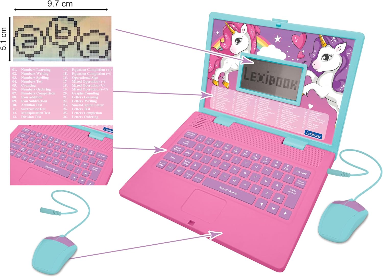Detalle de LEXiBOOK JC598UNIi2 Unicorn Laptop 124 Activities