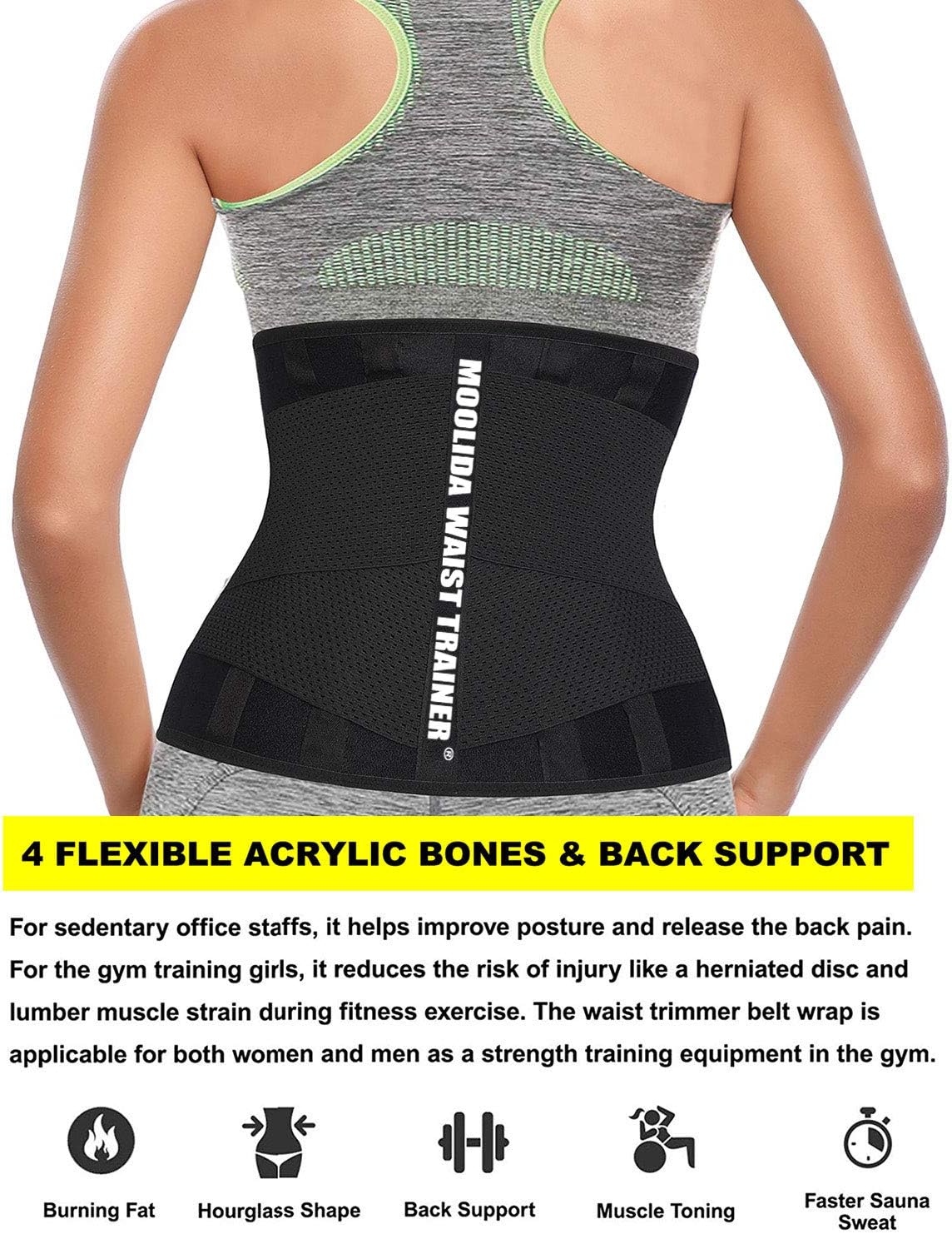 Detalle de Moolida Waist Trainer Belt, XX-Large, Neoprene with Adjustable Back Support
