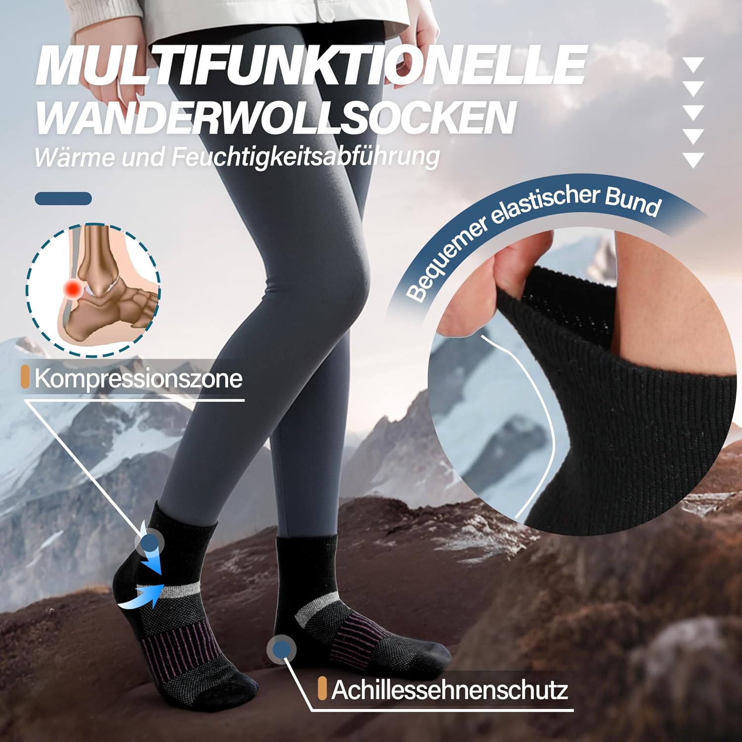 Thumbnail 2 de MOSEY KOSY Merino Wandersocken 6 Paar