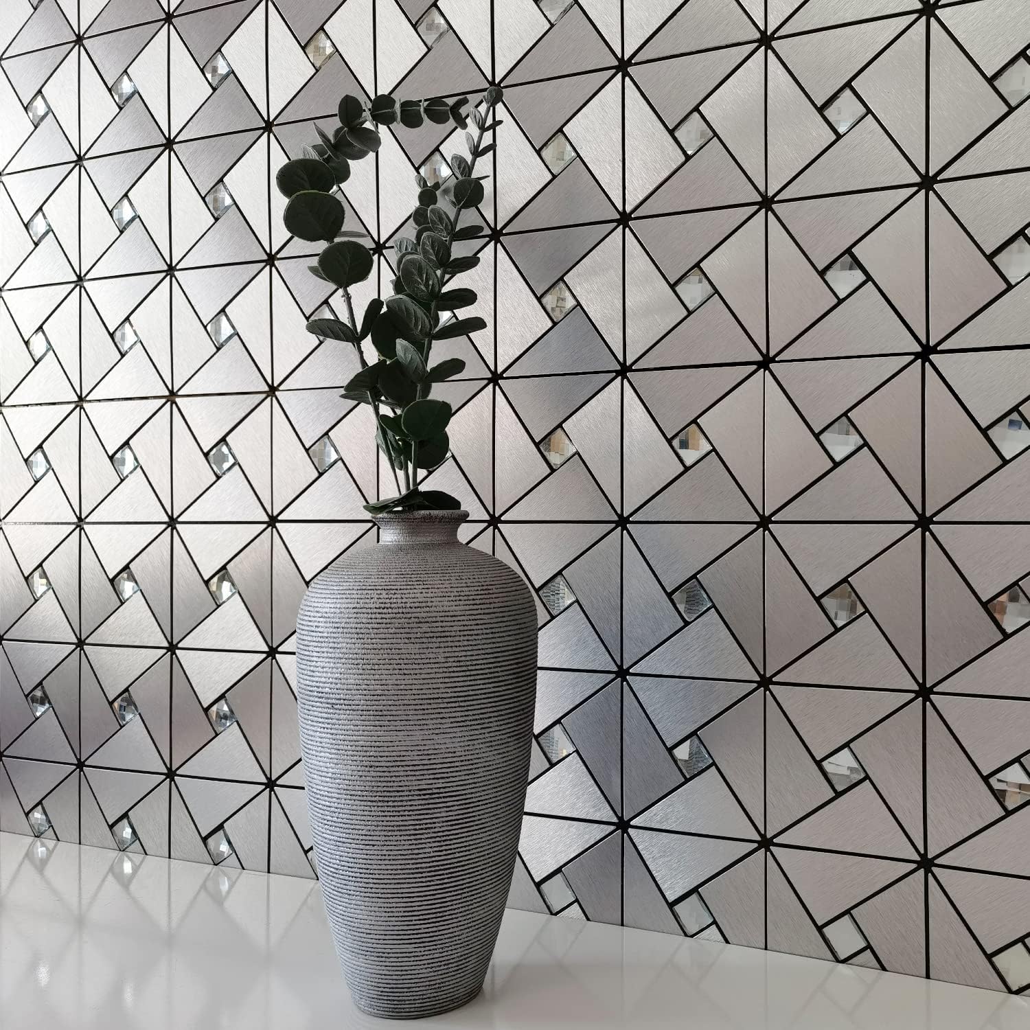 Thumbnail 6 de DICOFUN Peel-and-Stick Backsplash Tiles, Stainless Steel