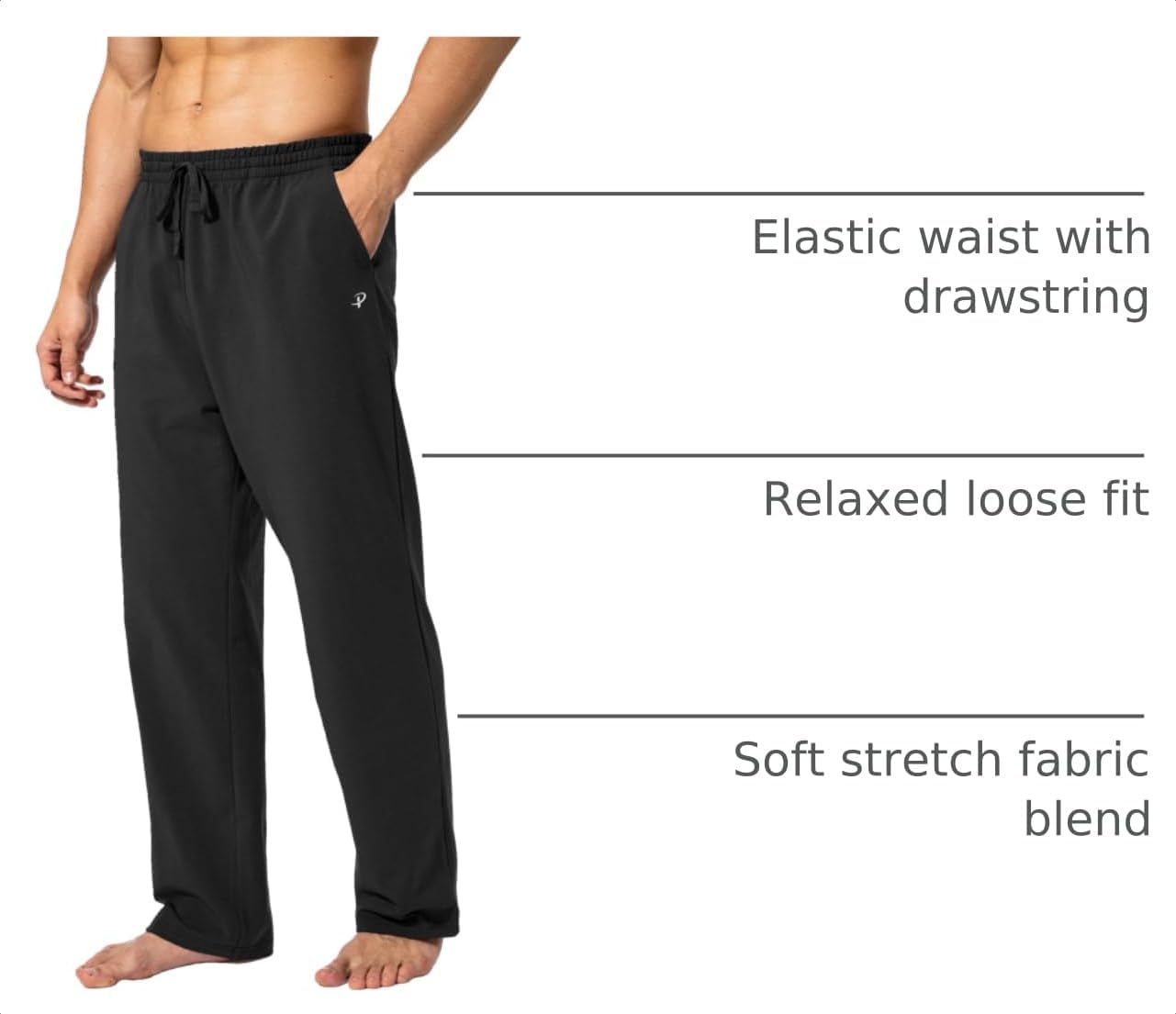 Detalle 2 de Pudolla Men's Cotton Yoga Sweatpants 1 pair