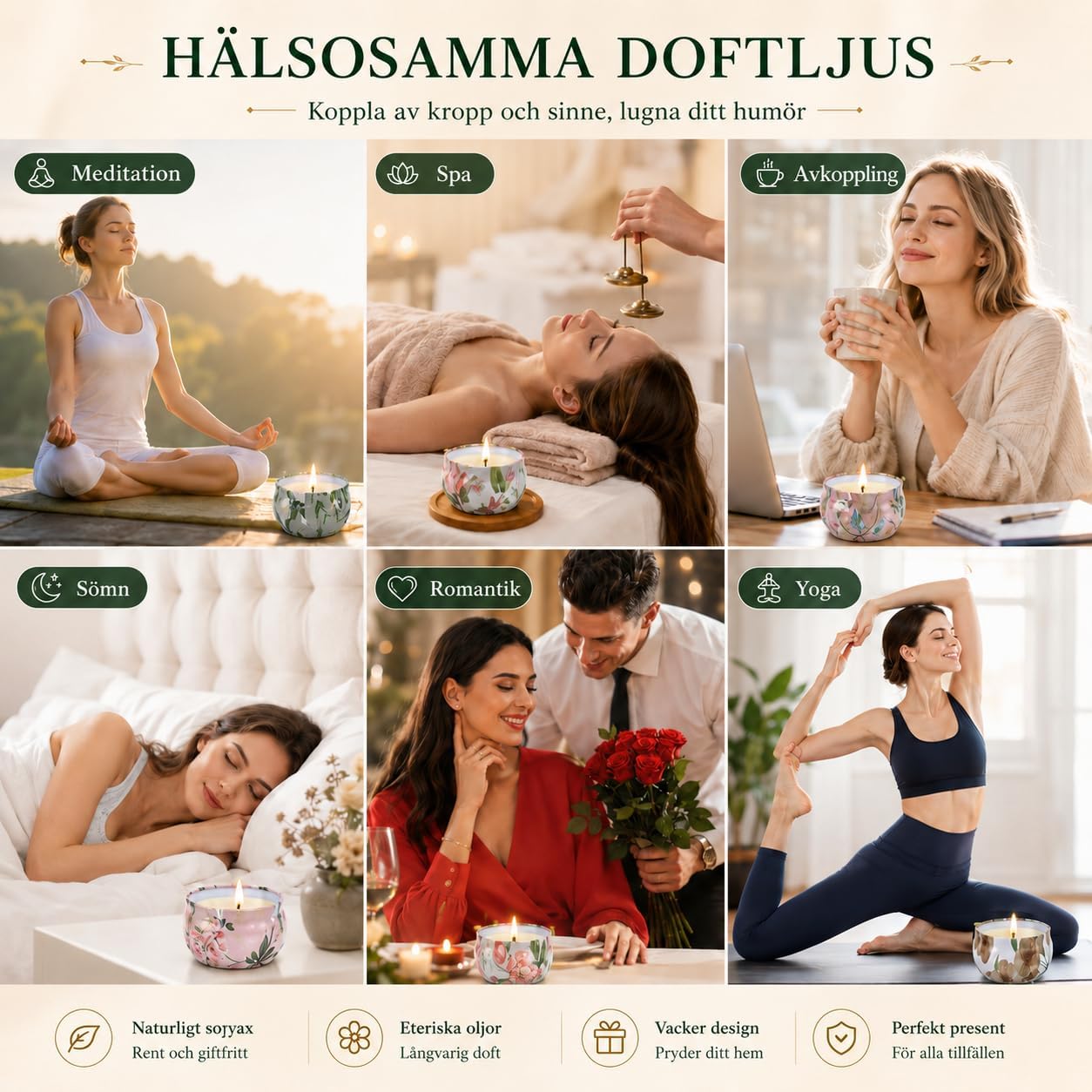 Thumbnail 6 de CREASHINE doftljus i set om 12 med sojavax och 12 olika dofter