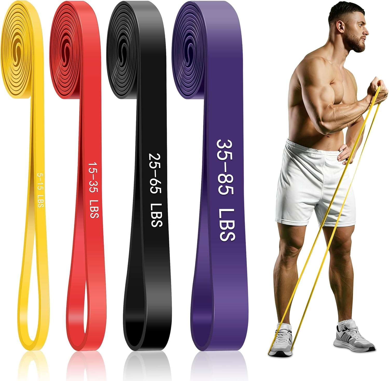 Resistance Bands for Working Out: 4-Level Pull Up Assistance Bands (5–85 lbs) for Full-Body Training