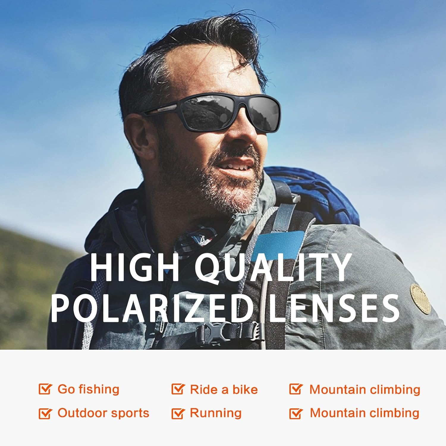 Detalle 2 de suoso Polarized Sports Sunglasses, UV400 Wraparound Design for Outdoor Use