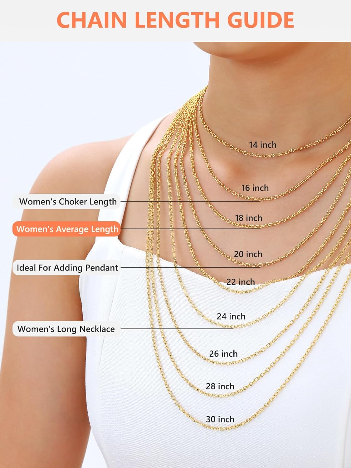 Thumbnail 4 de Silvora Chaîne gourmette en acier inoxydable pour femme — 2 mm, 36 à 76 cm, sans pendentif, plusieurs finitions
