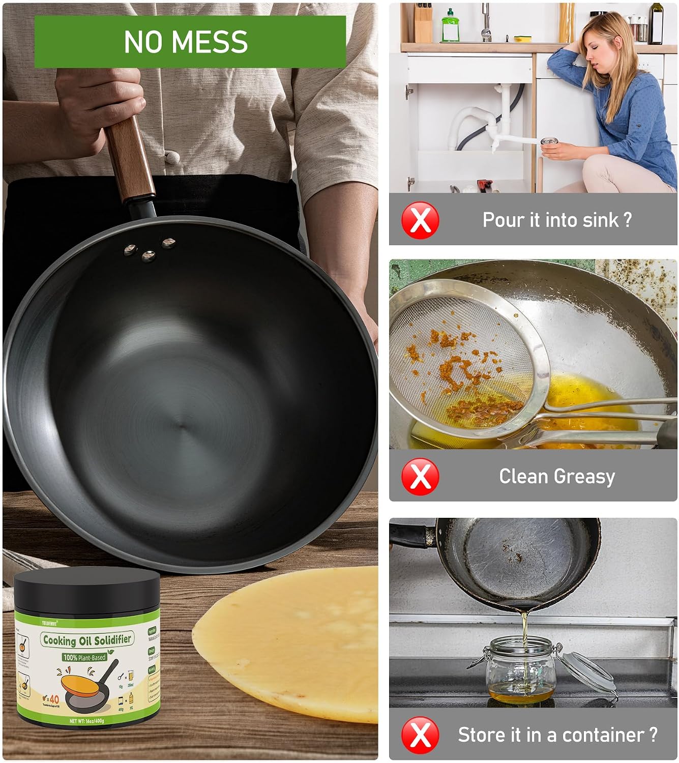 Detalle 2 de YULOFMVE Cooking Oil Solidifier Powder, 14 oz