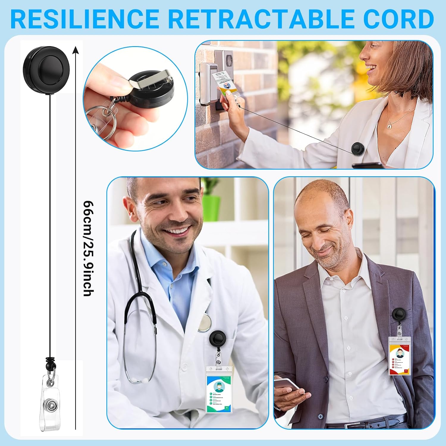 Thumbnail 4 de 4 Set Porta Badge – Lanyard con Porta Badge Retrattile e Porta Carte Trasparente, Custodia Resistente all’Acqua