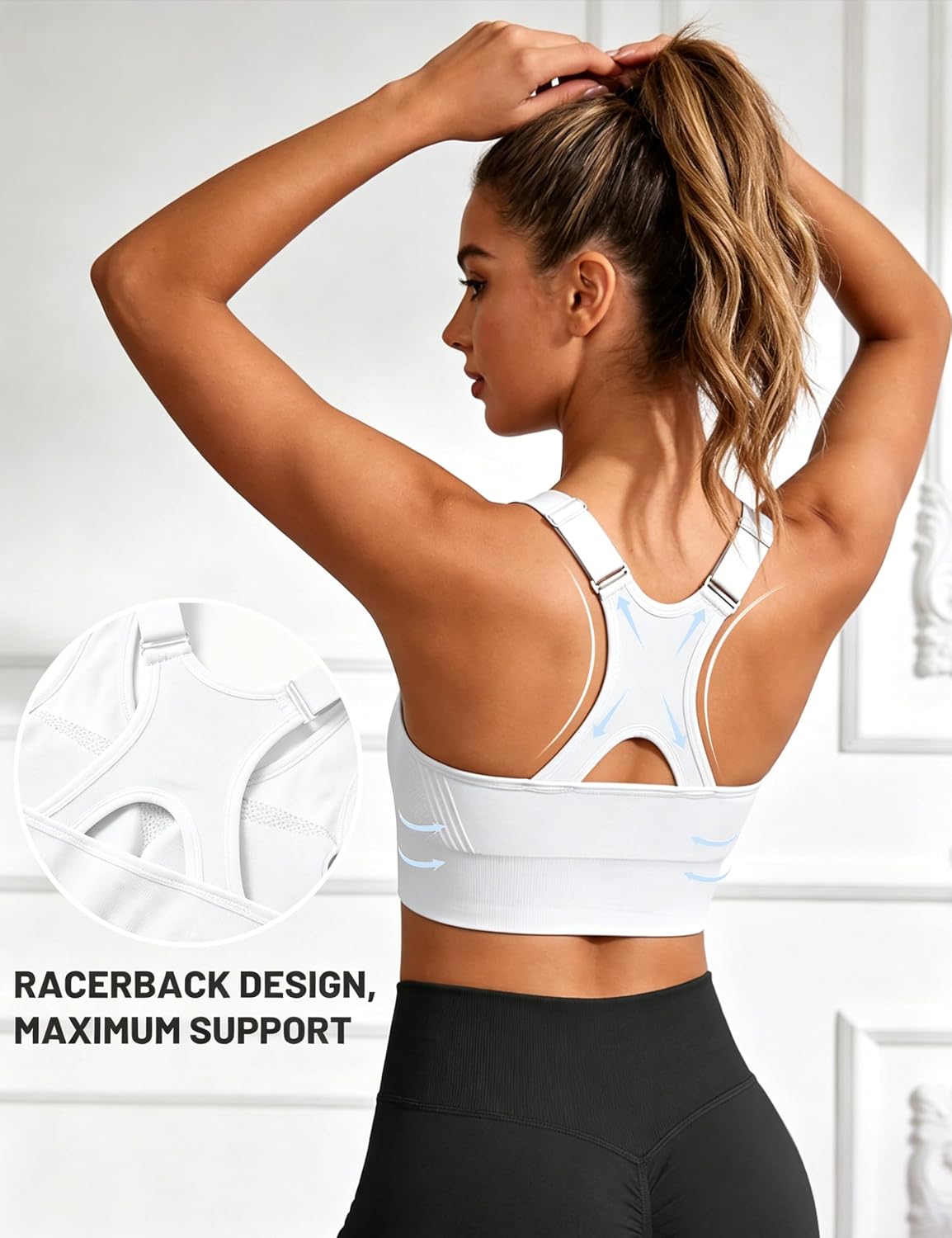 Detalle de Litherday Sport BH Damen Push-Up – nahtloser Sport-BH ohne Bügel, mit herausnehmbaren Pads
