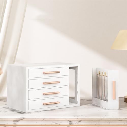 Thumbnail 2 de HOOBRO Caja Joyero de 4 Niveles con Ventana Transparente (EWD09JB04) – Organizador de Joyería en Blanco y Dorado