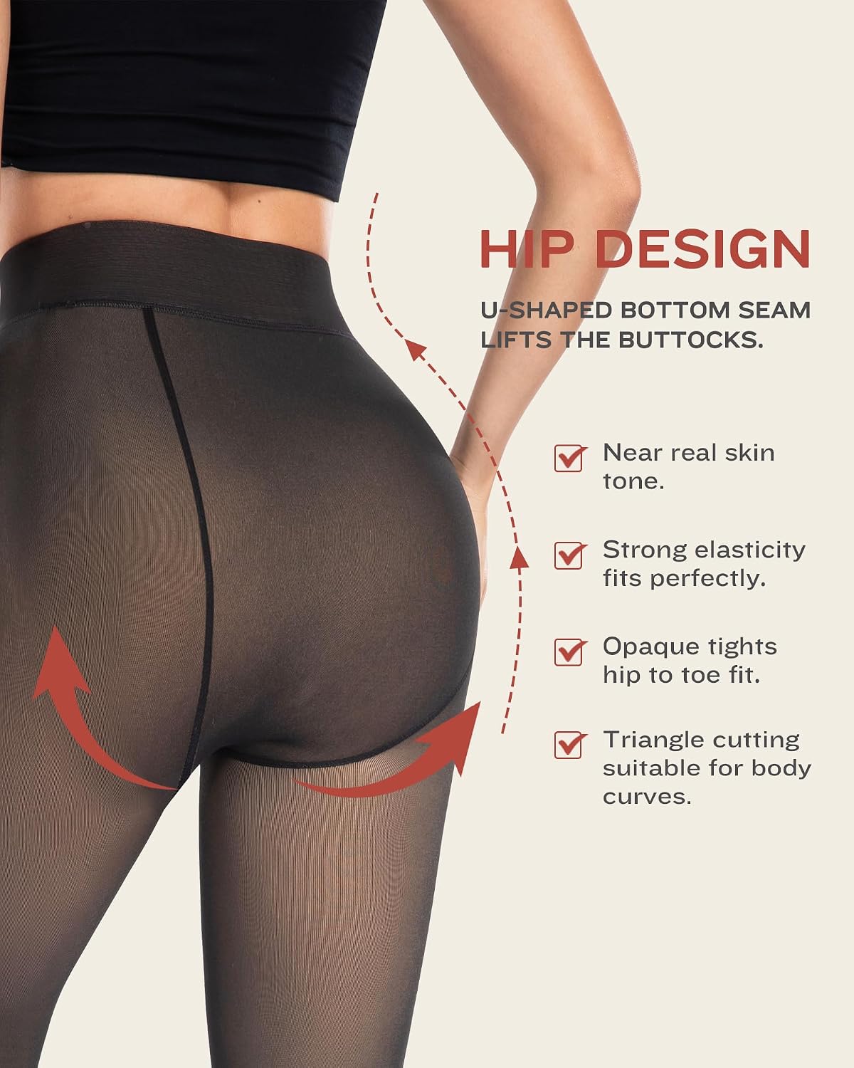 Detalle de LZYVOO Fleece-Lined Thermal Tights