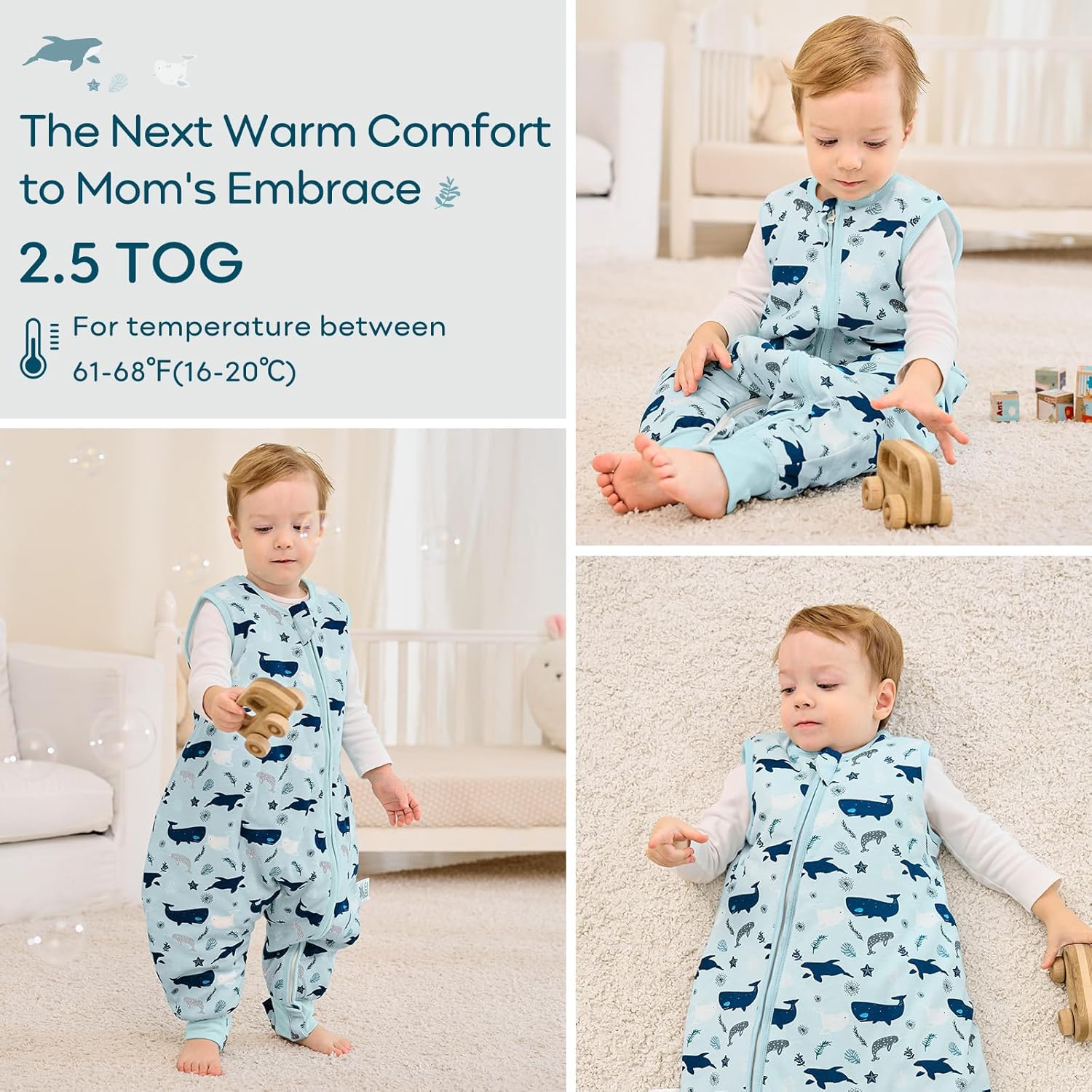 Thumbnail 6 de Unnivoll Baby Schlafsack mit Füßen 2,5 Tog – Winterschlafsack aus Baumwolle, Größe 70–100 cm