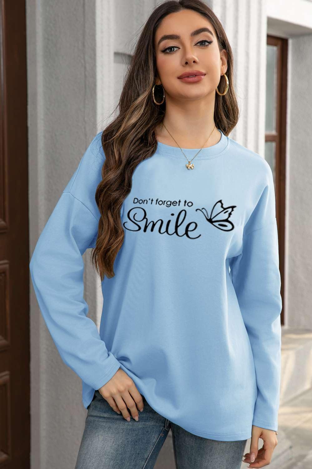 Detalle de Teesho Damen Oversized Baumwoll-T-Shirt Langarm/Kurzarm – vielseitiges Oberteil für Alltag