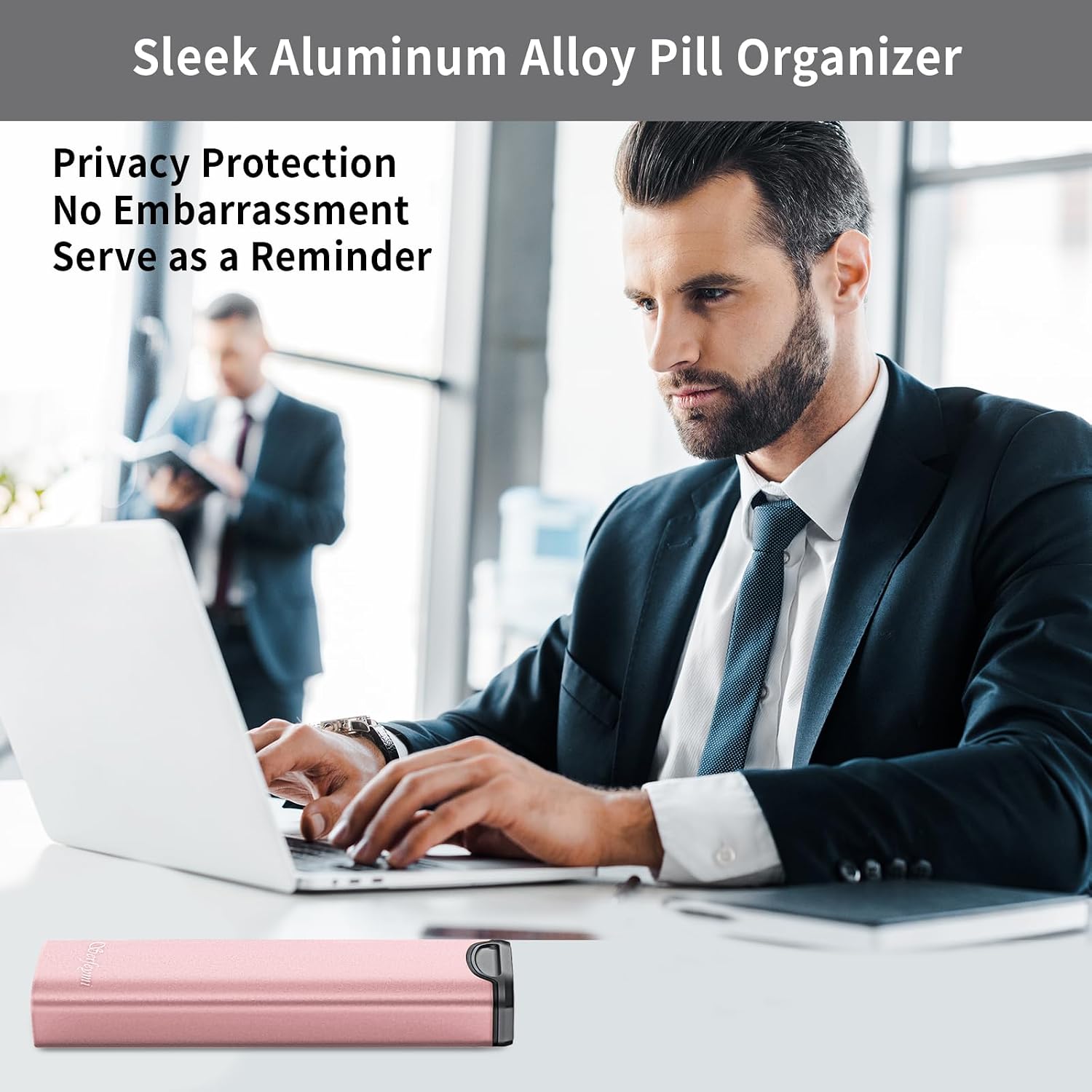 Detalle de Serfeymi Weekly 7-Day Metal Pill Organizer in Pink