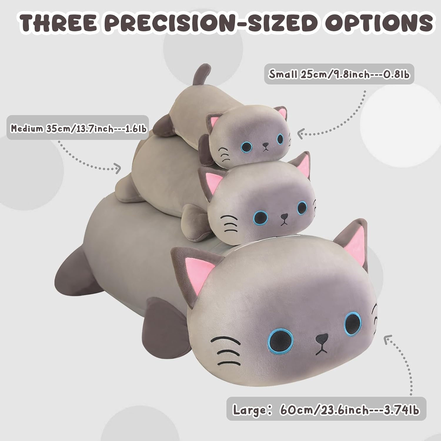Detalle de Xfrog Weighted Siamese Cat Plush: Soft Weighted Cat Stuffed Animal and Pillow (25cm/35cm/60cm)
