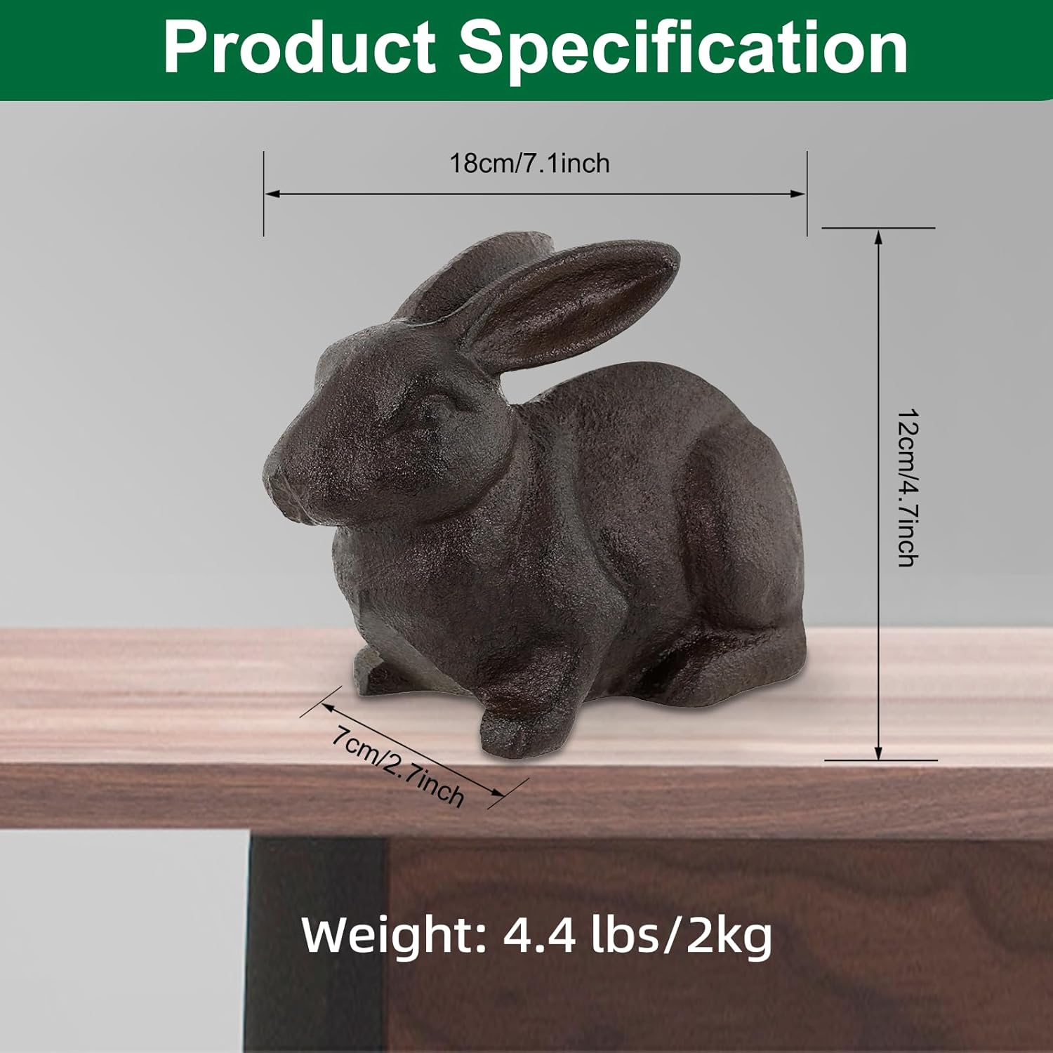 Thumbnail 1 de Vintage Dark Brown Rabbit Bookends – Rustic cast iron style bunny book stoppers for home office shelves