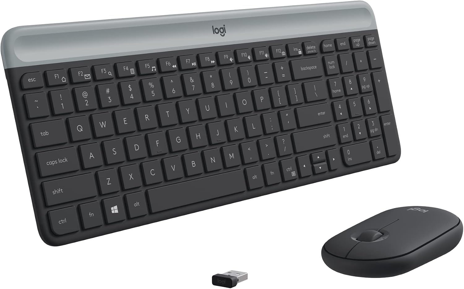 Detalle de Logitech MK470 Slim Wireless Combo Keyboard and Mouse, Graphite, Quiet and Compact
