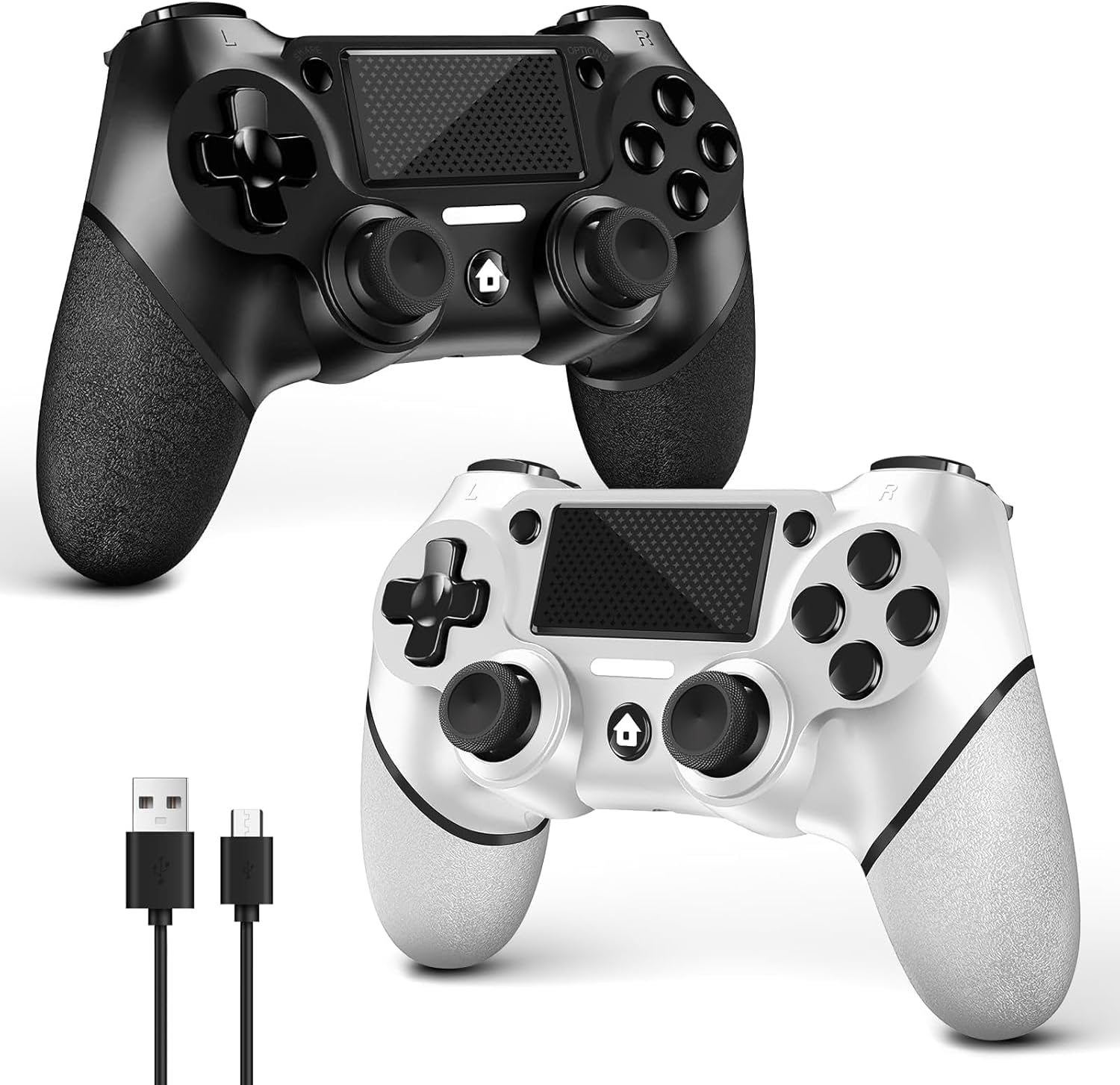 Imagen de AceGamer 2 Pack Mando Inalámbrico para PS4,Mando de Juego para PS4/Pro/Slim/PC,Gamepad Joystick con Turbo/Botón Trasero/Doble Vibración/6-Axis Sensor Giroscópico/Panel Táctil (Blanco o Negro) en OfertitasTOP