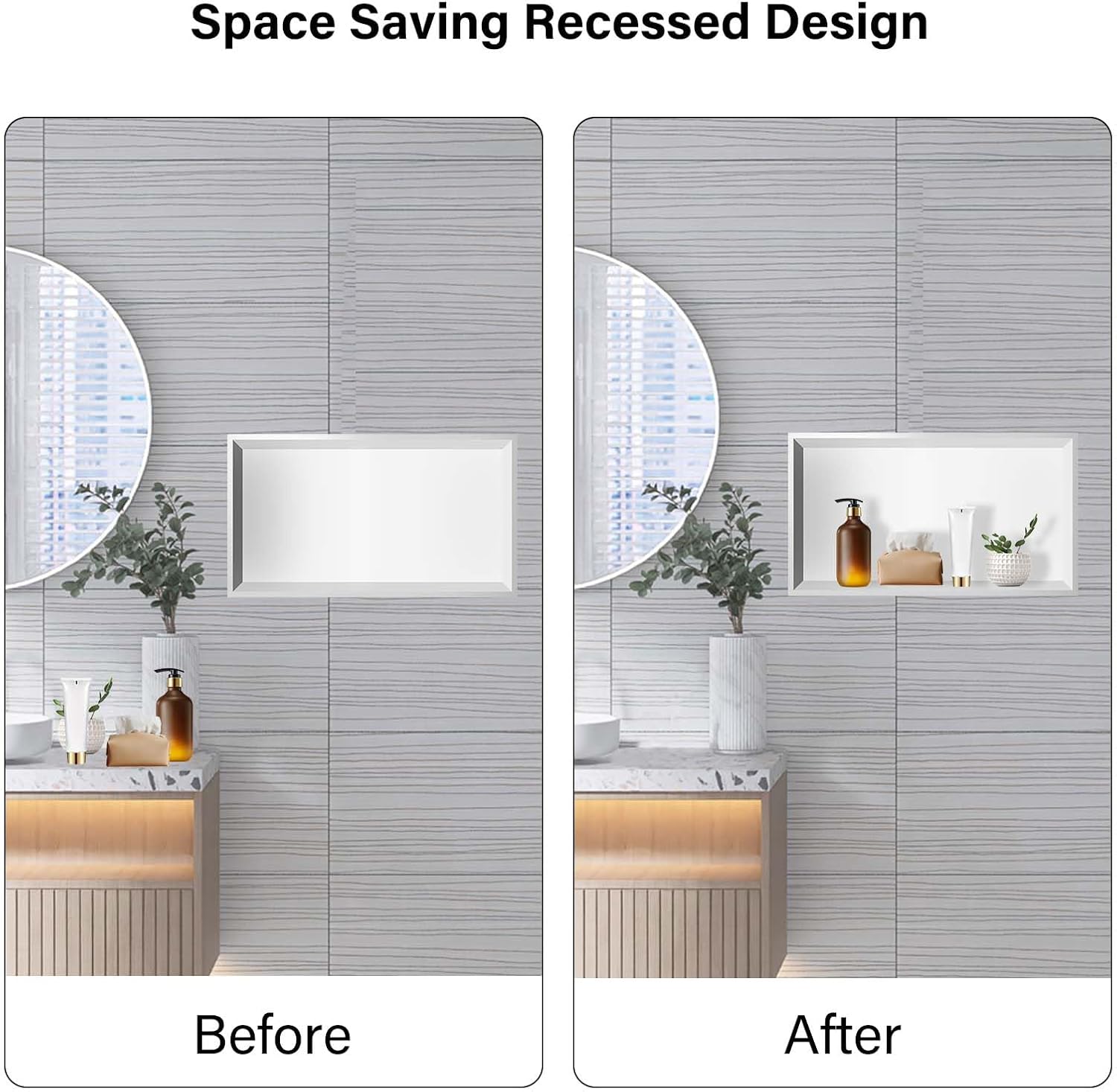 Detalle de Green & Spring G-1113-WH Stainless Steel Shower Niche, White, 12" x 24