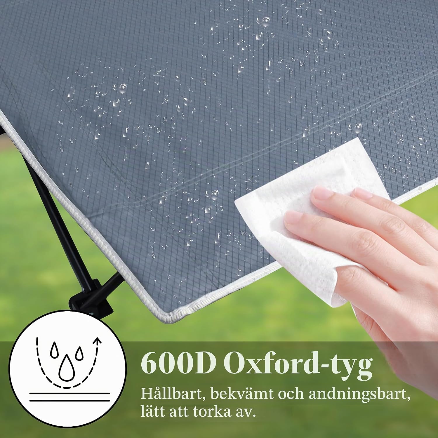 Thumbnail 5 de UISEBRT UIS-O-(HAG6286G) campingsäng i 600D Oxford-tyg, upp till 250 kg
