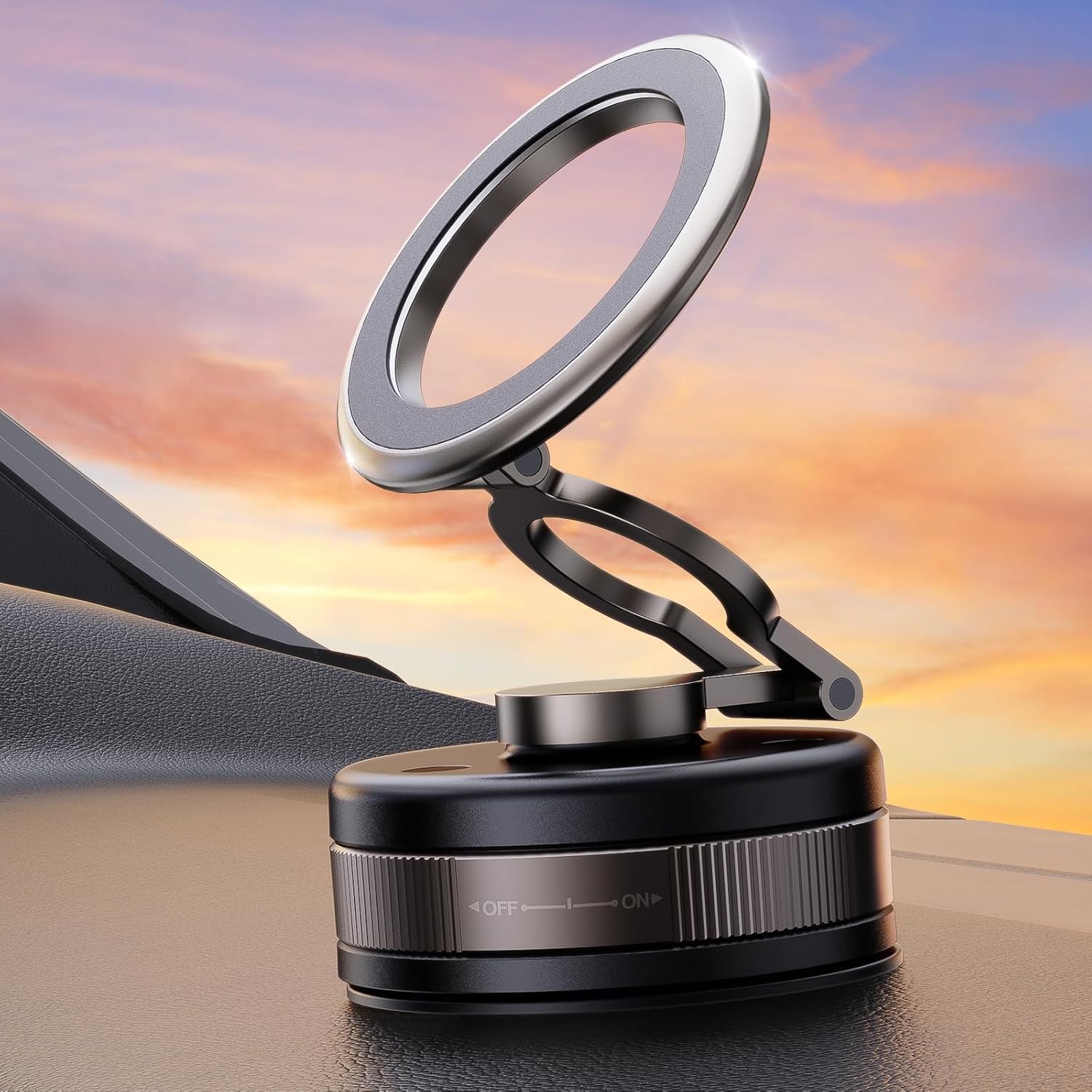 Detalle de PKBD Vakuum magnetische Handyhalterung fürs Auto mit 360° Drehung und 2500 gf Magnetkraft (Magsafe) – schwarz