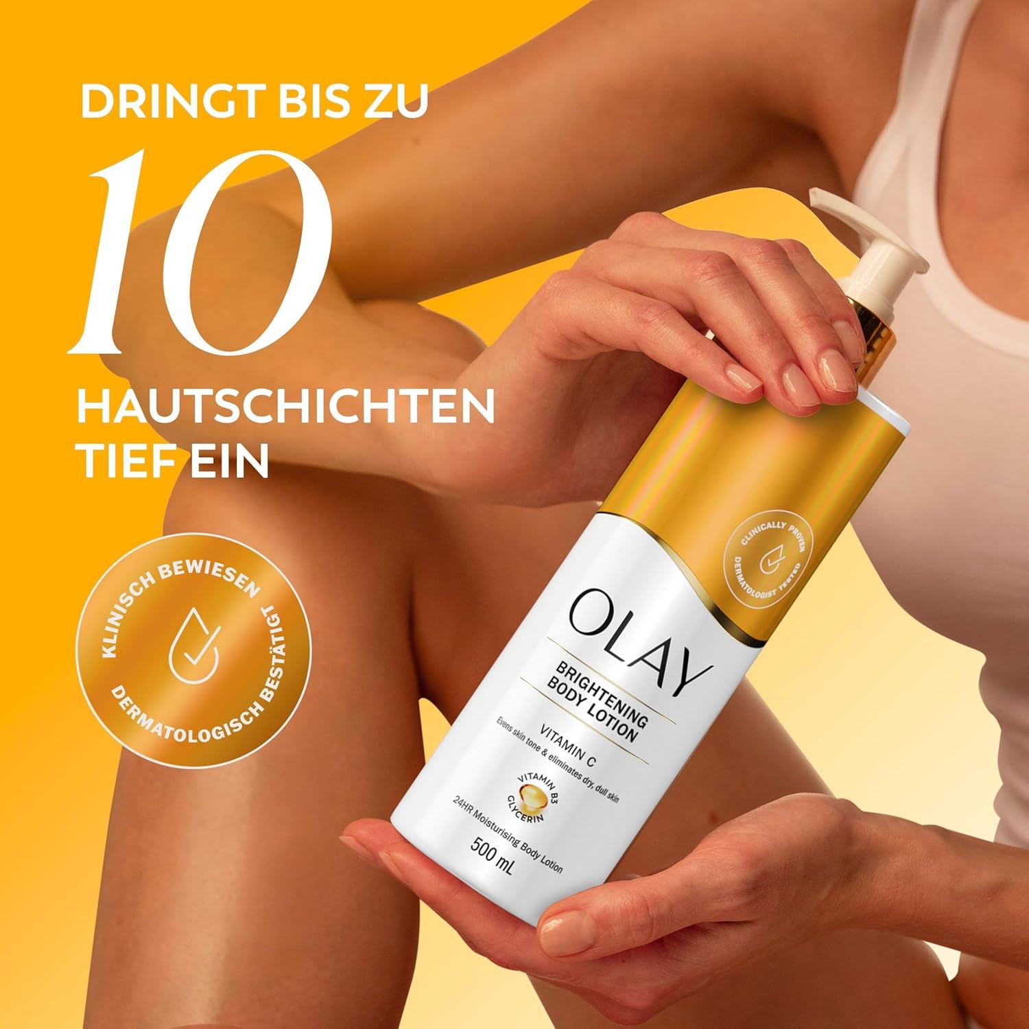Detalle de Olay Vitamin C Körperlotion – 500 ml mit Vitamin C, Vitamin B3, B5 und Glycerin