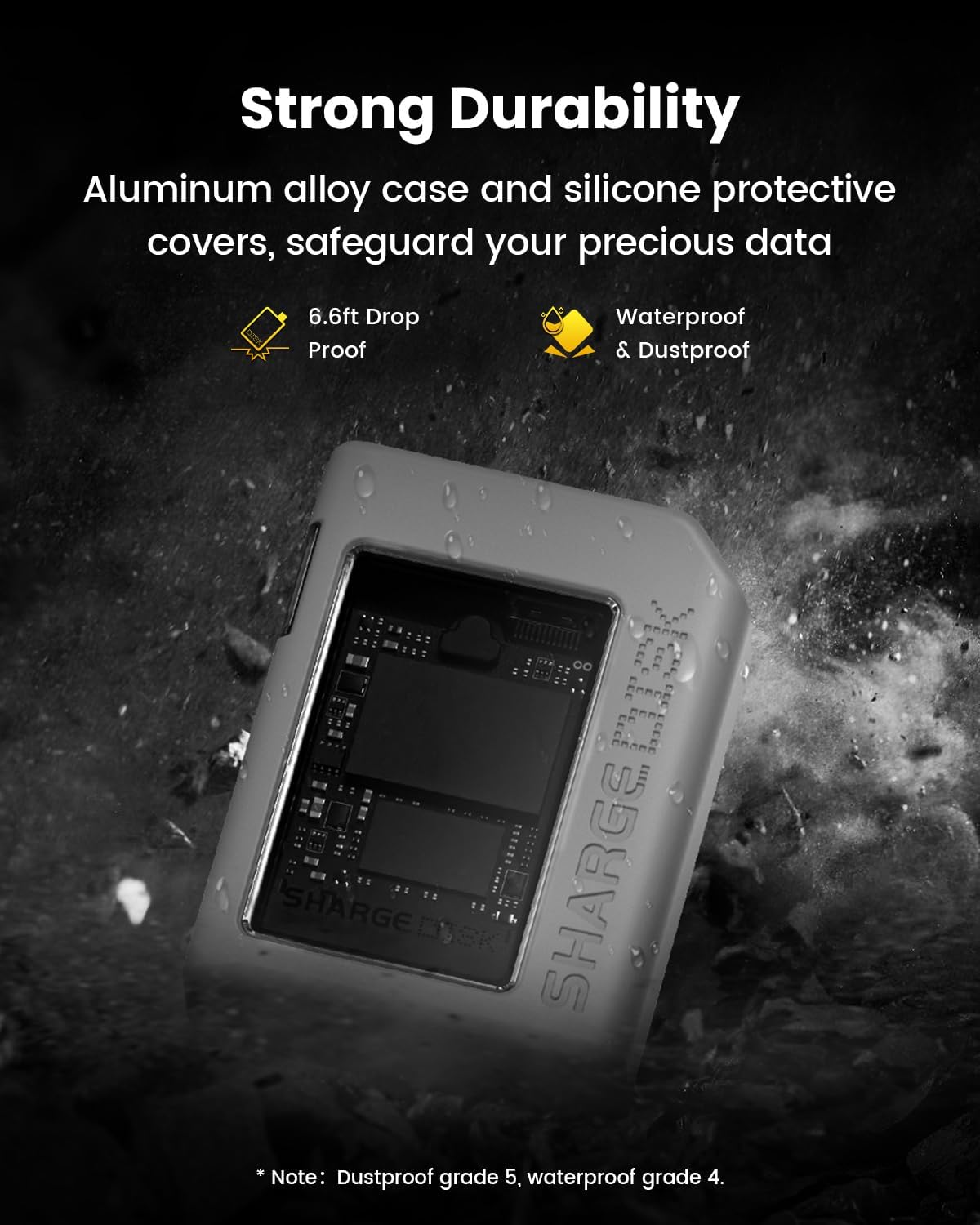 Detalle de sharge SD 001 SSDケース USB 3.2 Gen 2対応・最大2TB・ダークグレー