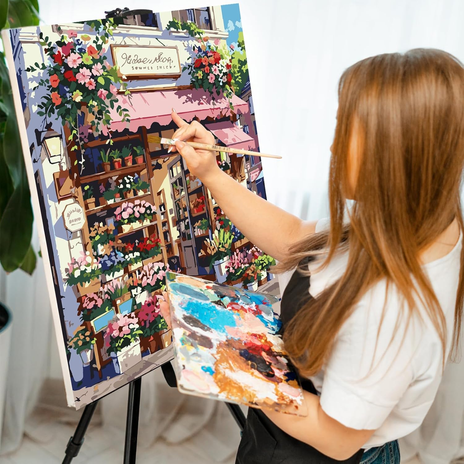 Thumbnail 4 de GEEHEIY Paint by Numbers for Adults – Flowers Shop Kit (16 x 20 inch)